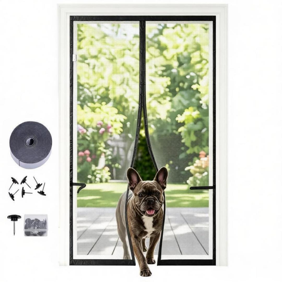 Magnetic Mesh Screen Door Curtain for Summer,38" W x 79" H, Breathable Net Cover with Self-Sealing Magnets, Gray (Summer Gray, Fit Door 36"x78")