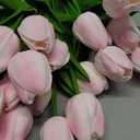 Kisflower 30Pcs Latex Tulips Real Touch Pink Artificial Flowers Fake Tulips Arrangement Bouquet for Home Office Wedding Decor (Pink)