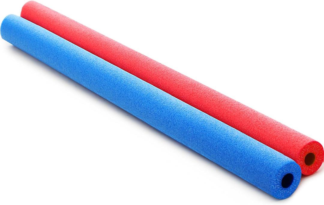 2 Pack Jumbo Pool Noodles Floating Pool Noodles Foam Tube Extra Large Hollow Floating Training Device Swimming Craft Projects Padding Bumper(40 x 1.6 Inches,Blue, Red)