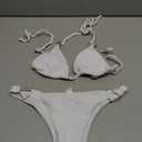 WDIRARA Women's Ring Halter Bikini Swimsuit 2 Piece Tie Back Bathing Suit XS