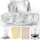 HyqehrtYazc 4.4 lb Clear Jelly Candle Wax High Density Gel Wax for Candle Making 50 Pcs Wick and 60 Pcs Wick Stickers for DIY Making Handmade Projects Material Supplies