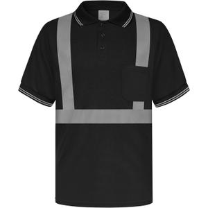 TCCFCCT Safety Polo Shirt for Men, Hi Vis Shirts for Men Reflective, Hi Vis Shirts for Men Construction Work, Night Working, Night Running, PLD-Black-M