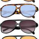 Frienda 4 Pairs Retro Sunglasses Vintage Large Frame Sunglasses 70s Unisex Glasses for Women Men (Vintage Color)