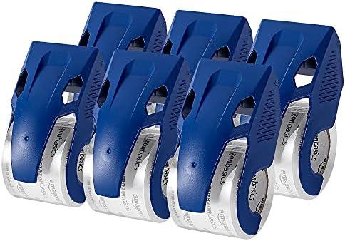 Amazon Basics Heavy Duty Packaging Tape with Dispenser for Shipping, Moving and Storing, 1.88" x 22.2 yds, 5-Pack, 4.33 x 2.64 x 2.36 in