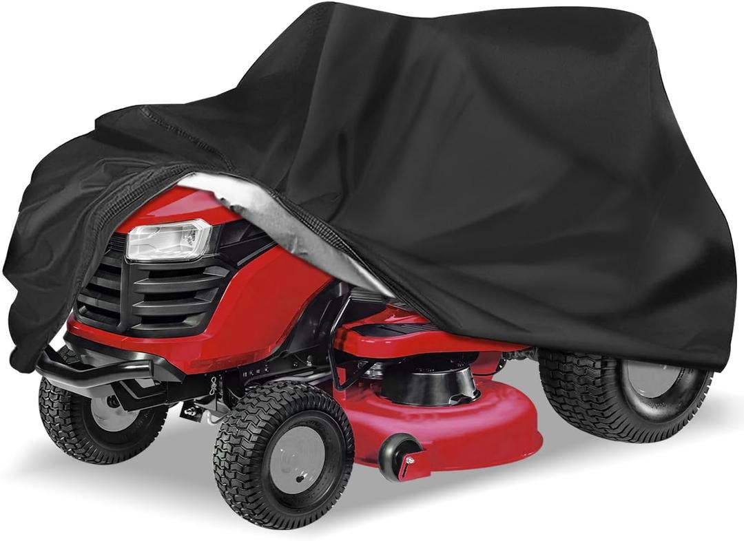 KISEER Outdoors Lawn Mower Cover Waterproof Heavy Duty 210D Polyester Oxford UV Protection Lawn Tractor Cover Fits Decks Up to 54" with Drawstring and Storage Bag