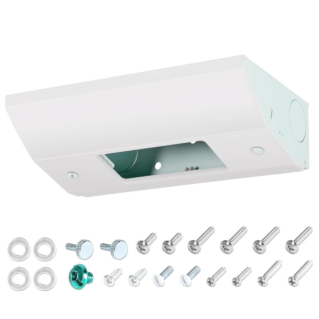 Low Profile Under Cabinet Outlet Box, Slim Under Cabinet Electrical Outlets, Easy to Install, Stainless Steel Material and Excellent Surface Powder Coating, Keep Tile Backsplash Tidy, Slim Fit Box