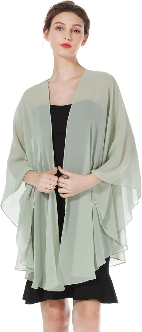 Summer Shawls and Wraps for Women Evening Dresses Bridal Wedding Lightweight Party Travel Chiffon Scarf (Sage Green)