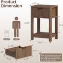 MECHYIN Nightstand Set of 2, Fluted Bedside Table with Drawer & Open Shelf, 14.96"D x 17.72"W x 23.7"H