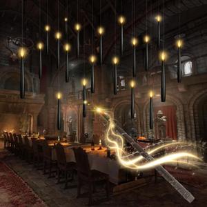 Flameless Floating Candles with Wand20 Pcs Magic LED Hanging Taper CandlesFlickering Battery Operated Taper Candle with Wand Remote for Halloween Decorations Best Gift(Black)