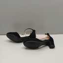 LAURMOSA Girls Dress Shoes Closed Toe Chunky High Heels Ankle Strap Wedding Party Pump Shoes (4 Big Kid, Lovely Nubuck Black)