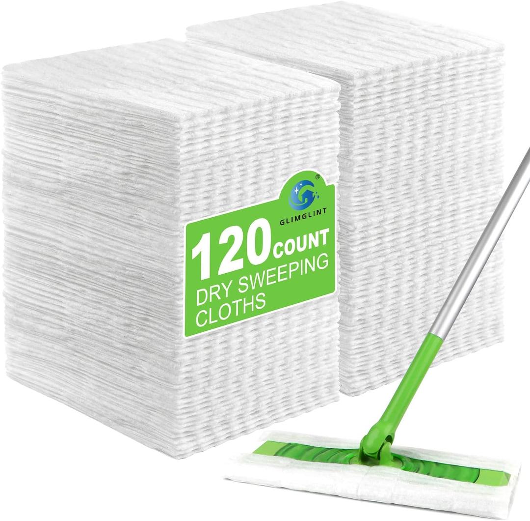 GLIMGLINT Dry Sweeping Cloths Pads Compatible with Swiffer Sweeper- Disposable Duster Refills Mop Pads for Cleaning Dust, Hair, Dirt, Disposable Duster Mop Pad 120PK