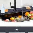 Derlights 33 inch Sink Splash Guard Mat, Silicone Faucet Handle Drip Catcher Tray, Longer Silicone Sink Mat for KitchenBathroom, Drip Protector Splash Countertop (Black)
