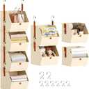 Homsorout Hanging Closet Organizer 4 Tier - Clothes Hanging Shelves, Space-Saving Closet System, Fabric Storage Bins Bedroom Organization, Collapsible Baskets for Home, Dorm, Rv, Beige