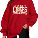 MNLYBABY Football Sweatshirt Women Game Day Sweatshirts in My Game day Era 87 Graphic Long Sleeve Tops (Red, L)