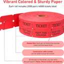 ESSENTIAL 4000 Pcs (2000 Pairs) Raffle Tickets Double Roll, Red Raffle Tickets Roll with Name and Phone Number, for Raffle, Events, Classroom, Entry, Class Reward & Door Prize (Red)