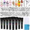 Biutee Nail Stamper Kit 16Pcs Nail Art Stamping Plate 8 Colors Stamp Polish Gel Silicone Stamper Scraper with Storage Bag, Nail Stamp Plates Love Flower Butterfly Leaf Template Holiday Design Gift