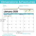5 x 2026 Wall Calendar A4 | Hanging Planner  Monthly Wall Calendar with Holidays & Notes, Durable Paper Organizer for Home, Office & School