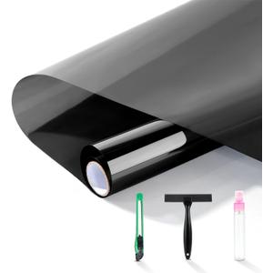 FuFin One-Way Window Privacy Film with Free Installation Tools,Premium PET Material,Heat Control 99% UV Blocking and Privacy Protection Window Film.Window Tint for Home Office (Black 17.5"196.9")