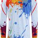 Mountain Bike Jersey Women, Ladies Dirt Bicycle Shirt for Motorcycle Motocross BMX Moto Mx Riding Workout Offroad (Colorful Paint)