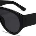 Oversized Aviator Sunglasses for Women Men Classic Big Frame Sun Glasses (A1 Black/Grey)