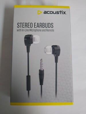 ACUSTIX STEREO EARBUDS WITH IN-LINE MICROPHONE AND REMOTE