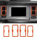 4PCS for Frod Bronco Air Conditioning Outlet Adjustment Trim Center Console Dash AC Vent Ring Cover Compatible with 2021-2025(Orange)