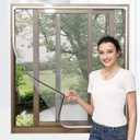 NeatiEase Adjustable DIY Magnetic Window Screen Max 72 x 48 Fits Any Size Smaller White Frame Fiberglass Mesh with Extra Accessories