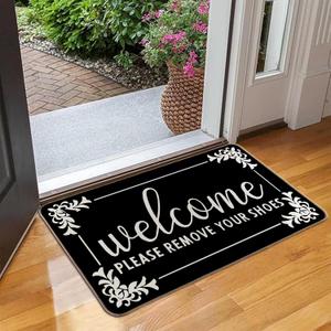 Shoes Off Doormat 17 x 30 Inch Please Take Your Shoes Off Doormat Indoor and Outdoor Personalized Water Absorbent Mats for Home Indoor Bathroom Living Room