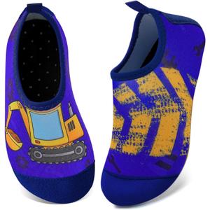 WateLves Kids Water Shoes Toddler Girls Boys Barefoot Non-Slip Quick Dry Aqua Socks for Beach Swim Walking (1-2 Little Kid, Excavator)