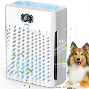 Air Purifiers for Home Cover Up to 2200 Ft, HEPA Air Purifier with Washable Pre-filter, Pet mode, PM 2.5 Air Quality Monitor Fragrance Sponge for Smoke, Odor, Dander, Pollen (White)