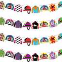 HunnmingRe 4 Pieces Derby Party Decorations Derby Day Party Banners Jockey Silk Banner Horse Racing Garland Streamers Decorations for Run for The Horse Themed Birthday Supplies