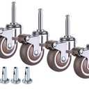 2 Inch Rubber Caster Wheel Set of 4with Brake with 5/16" x 1-1/2" (8 x 38mm) Stem and 20mm Dia Sockets, for Furniture Crib Trolley Dining Car Casters