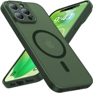 Faiono Magnetic for iPhone 15 Pro Max Case [Full Camera Protection][Military-Grade Protection][Compatible with MagSafe] Shockproof Protective Slim Phone Case for iPhone 15 Pro Max, Forest Green