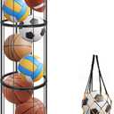 3 Layer Vertical Ball Storage Rack, Basketball Holder Wall Mount, Cage for Football, Volleyball, Sports Organizer for Kids Room, Garage, Home