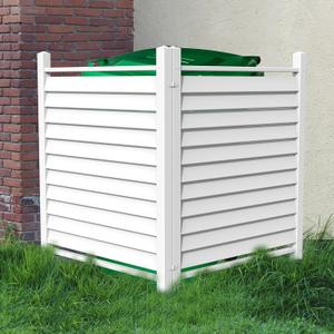 36" W X 45" H Reinforced White Vinyl Privacy Fence, Double Windproof Air Conditioner Fence Trash Can Fence, Louvered Vinyl Screen Panel Kit (2 Panels)