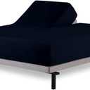 Cottington Lane 1 Piece Split Head Flex King Size Fitted Sheet Only, Premium Hotel Quality Brushed Microfiber Adjustable Bed Bottom Sheet 34" Down from Top, Ultra Soft, Breathable & Durable,Navy Blue