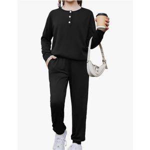 Girls Clothes Crew Neck Long Sleeve Tops and Pants Set with Pockets Fall Outfits M