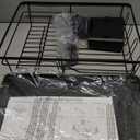 Urackify Compact Dish Drainer for Kitchen Counter - Expandable Large Capacity Drying Rack with Removable Cutlery Holder, Anti-Rust Plate Rack, Non-Slip Feet (Black)