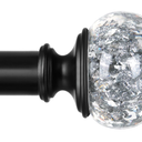 Black Curtain Rod, USFOOK 7/8 Inch Curtain Rods for Windows 72 to 144 Inch, Telescoping Splicing Drapery Rods 32 to 144 Inch, Decoration for Home with Decorative Translucent Finials