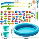 TEMI Magnet Fishing Game for Kids 4-8, Fish Toys for Kids 3-5, Bathtub Floating Fishing Pole, Water Table Pool with Rod Net, Summer Water Play Indoor and Outdoor, Gifts for Holiday for Boy and Girls