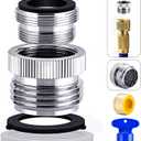 Faucet to Garden Hose Adapter Kit with Aerator Removal Key, Utility Sink 55/64" Female Garden Hose Attachment for 3/4" Male Faucet Adapater, Brass Chrome Finished Garden Hose Adapter (Upgraded)