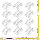 EMITEVER 8-in-1 LED Strip Connectors 12pcs, 2 Pin 10mm COB Tape Lights Terminal Connectors 8 Types Solderless Transparent Connection for 5V 12V 24VStraight, Corner, Strip to Strip, Strip to Wire