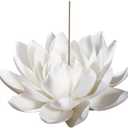 Ceramic Lotus Incense Burner,Flower Insence-Stick Holder with Ash Catcher Incent Holder for Sticks Cones Yoga Studio Living Room Home Decor (White)