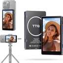 Vlog Selfie Monitor Screen, Magnetic Phone Vlog Selfie Monitor Screen 4K 30fps Bluetooth Remote, Back Camera Monitor for Vlog Live Stream TikTok, Compatible with iPhone & Android