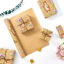 4 x WERNNSAI Baby Girl Kraft Wrapping Paper Roll - 1 Roll 17 x 33 ft Baby Shower Wrapping Paper for Girls Kids Birthday Gift Wrap Supply Woodland Animals Design New Born Party Favor