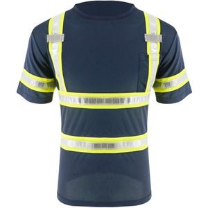 SMASYS Reflective Shirts - High Visibility Short Sleeve T Shirts ANSI with Pockets and Reflective Tape for Men,Women (Blue, S)