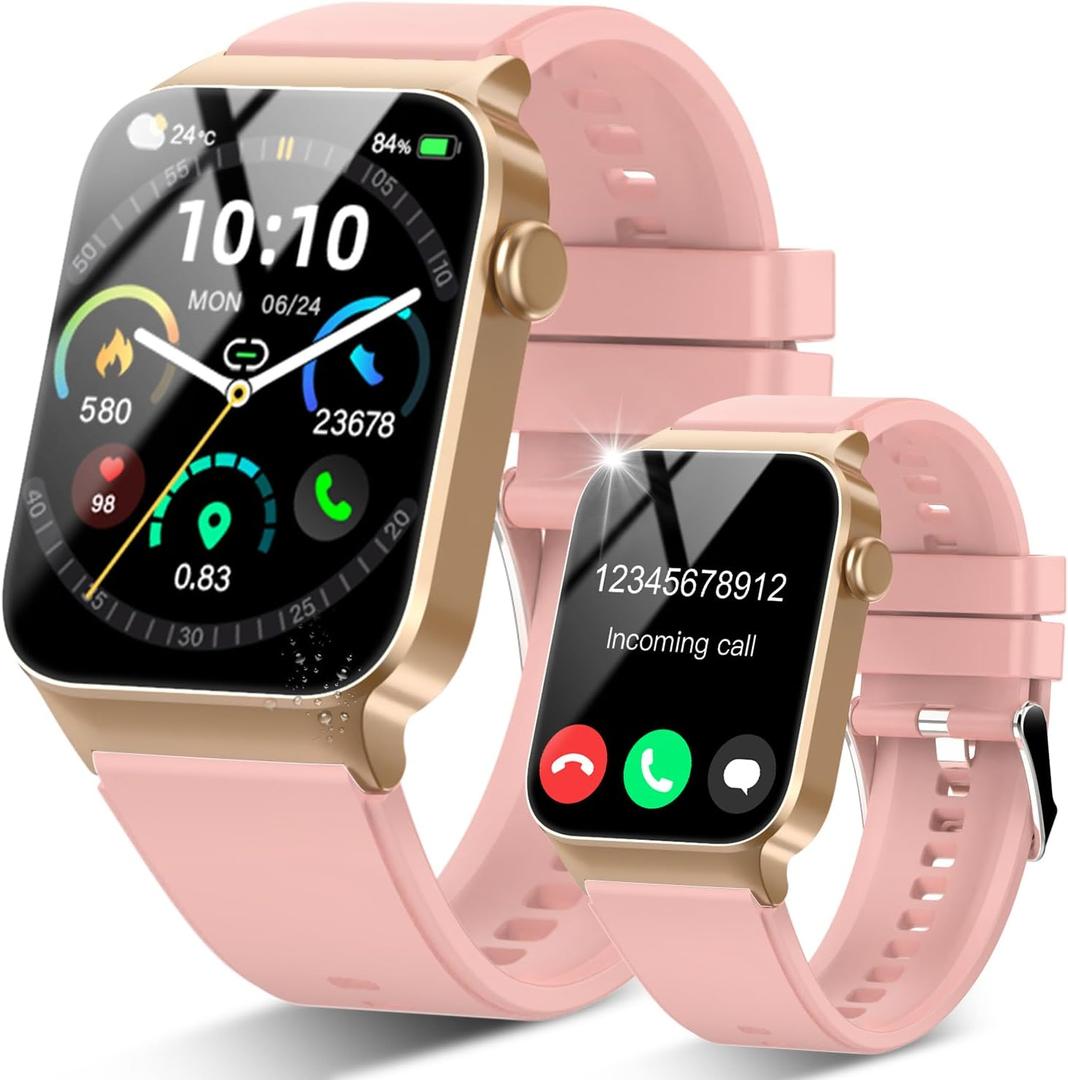 Smart Watch for Men Women Bluetooth Call, 1.85" HD Screen Smartwatch with Heart Rate/Sleep Monitor, 110+ Sport Modes Activity Trackers IP68 Waterproof, Fitness Watch for Android iOS, Pink
