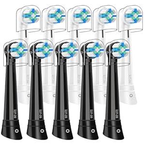 O Replacement Heads Compatible with Oral B iO 2/ 3/ 4/ 5/ 6/ 7/ 8/ 9/ 10/ Deep Clean Electric Toothbrush, Brush Heads Compatible with IO for Teeth Clean (10 Black/ White)