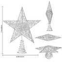 Christmas Tree Toppers Xmas Glitter Silver Hollow Star Treetop Topper for Christmas Tree Decoration
