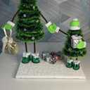 Chunful 2 Pcs Mini Furry Christmas Tree Table Centerpiece Decoration Small White Xmas Tree Tabletop Ornaments for Holiday Christmas Kitchen Home DIY Decorations